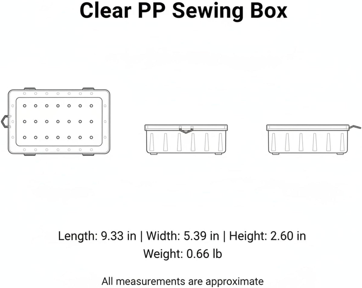 Clear PP Sewing Box with Sliding Cover, Transparent Storage Organizer
