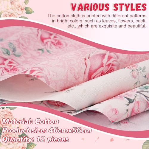 12pcs Quilting Fabric 18 x 22 Inch Cotton Craft Fabric Bundle Fat