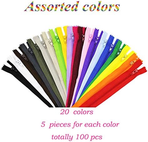 100 Pieces Nylon Coil Zippers, 12 Inch Colorful Sewing Zippers