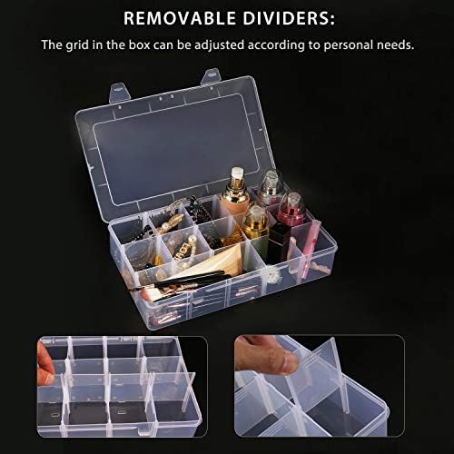 Umirokin 2 Pack 15 Grids Clear Plastic Organizer Box with Adjustable