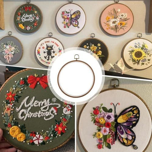 MUXHEL 10PCS 8 Inch Embroidery Hoops, Imitated Wood Plastic Cross