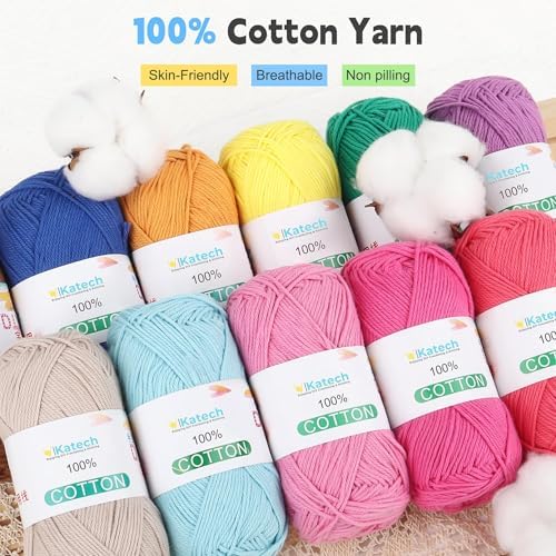 Katech 1OO% Cotton Yarn for Crocheting-Baby Cotton Yarn (Ocean Aurora