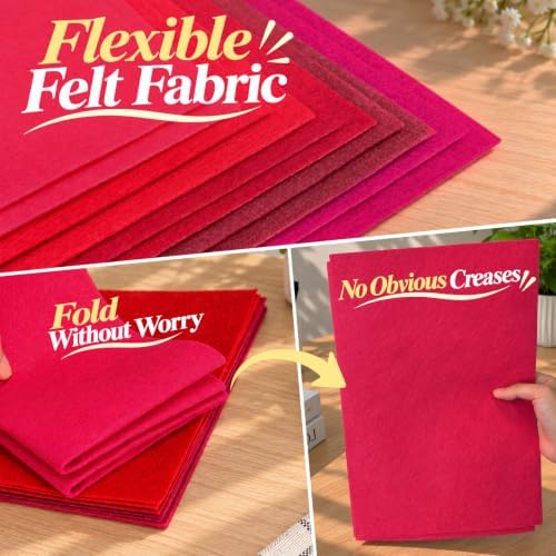30Pcs Stiff Felt Sheets, 1mm Thick Felt Fabric Squares for Sewing &