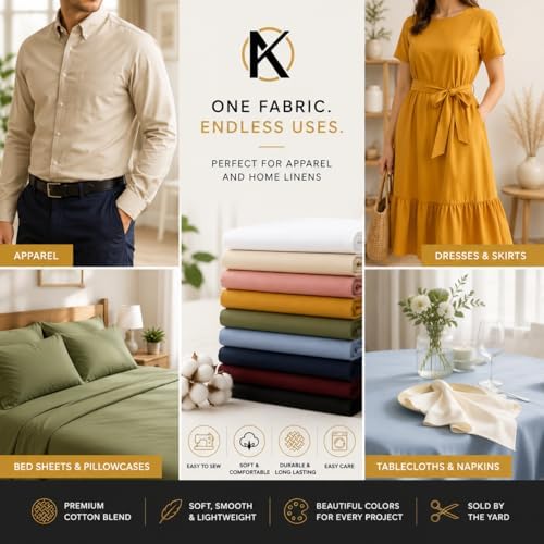 AK TRADING CO. 60" Wide Premium Cotton Blend Broadcloth Fabric by The