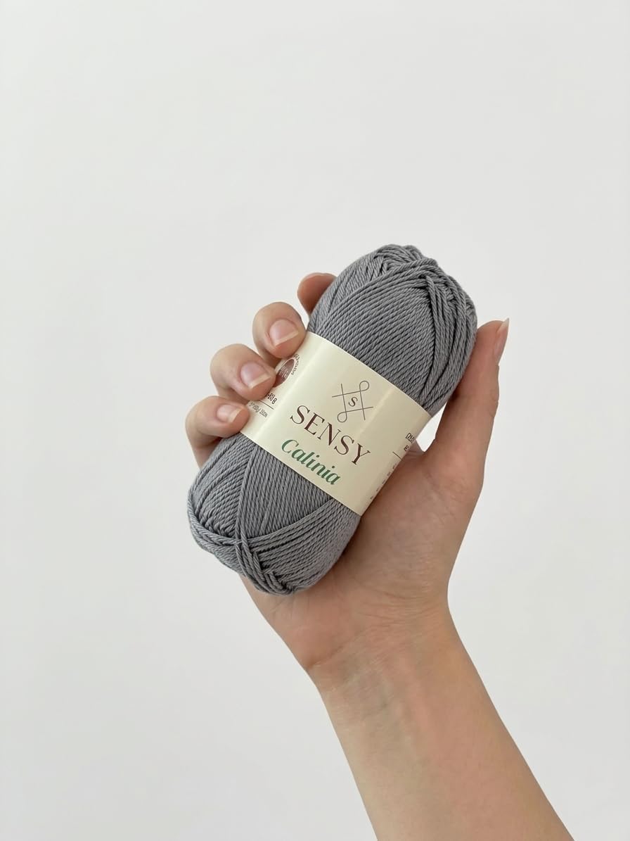 S Sensy Calinia-Mercerized Giza Cotton Amigurumi Yarn 5 Pack Gray