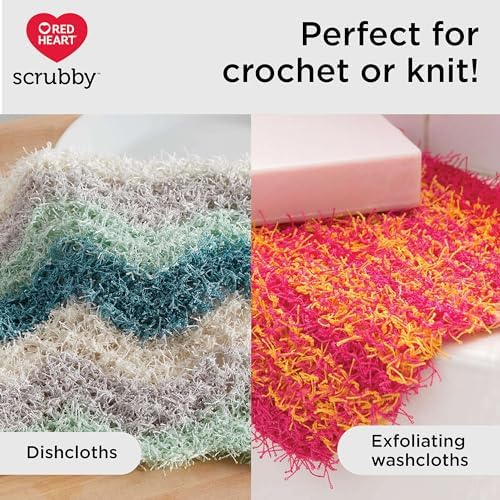 Red Heart Scrubby Yarn for Dishcloths and Scrubbers, Ocean, 3-Pack
