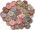 Lilaly 50 PCS 1 inch (25mm) 2 Holes Buttons, Vintage Wood Buttons, for