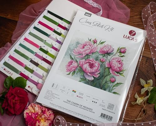 Luca-S Cross Stitch Kit The Charm of Peonies, Counted Cross Stitch Kit