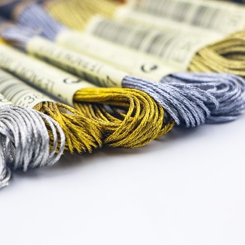 6 Skeins Embroidery Thread, Metallic Gold Embroidery Floss Friendship