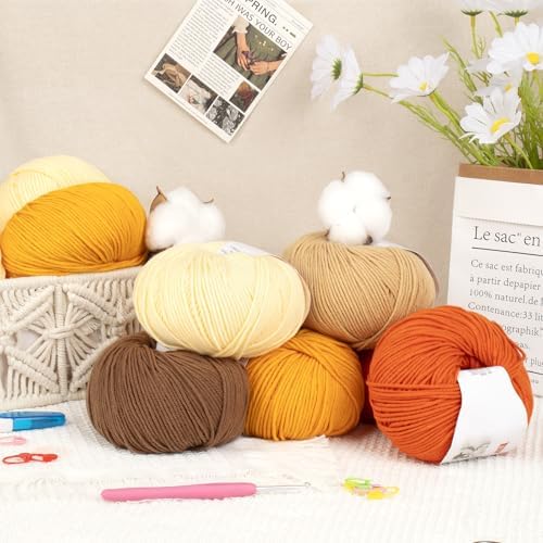 Katech 20 Skeins Cotton Yarn for Crocheting-Crochet Yarn Set-(Color E)