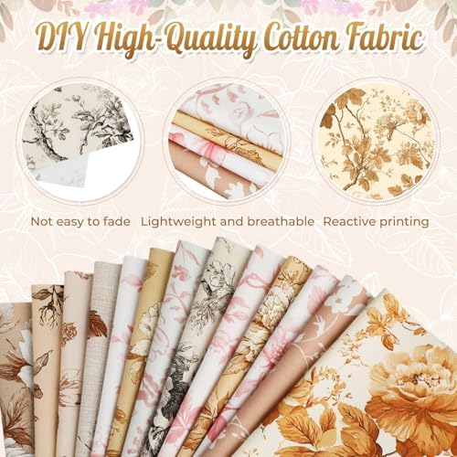Tatuo 30 Pcs 10 x 10 Inch Dusty Rose Brown Cotton Fabric Bundle