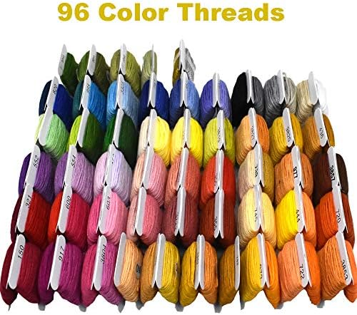 Embroidery Floss Thread Kit 100% Cotton Floss Bobbins and Cross Stitch