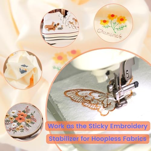 Craftido 8.5"x11" 12PCS Sticky Water Soluble Embroidery Stabilizer
