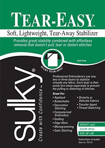 Sulky Of America Tear Easy Tear-Away Stablizer, 20" by 1 yd, White