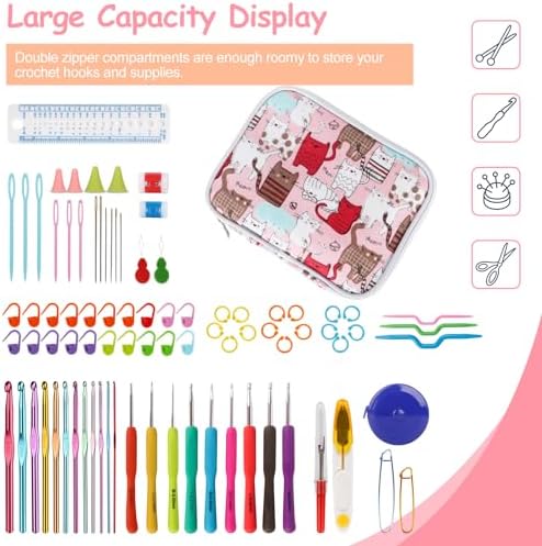 Katech Crochet Hooks Case Empty Zipper Bags Portable Travel Crochet