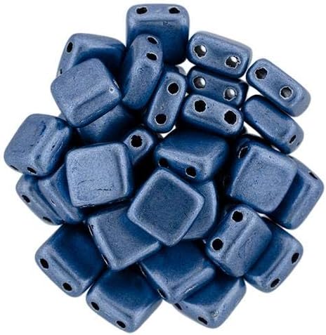 Czechmate 6mm Square Glass Czech Two Hole Tile Bead, Saturated