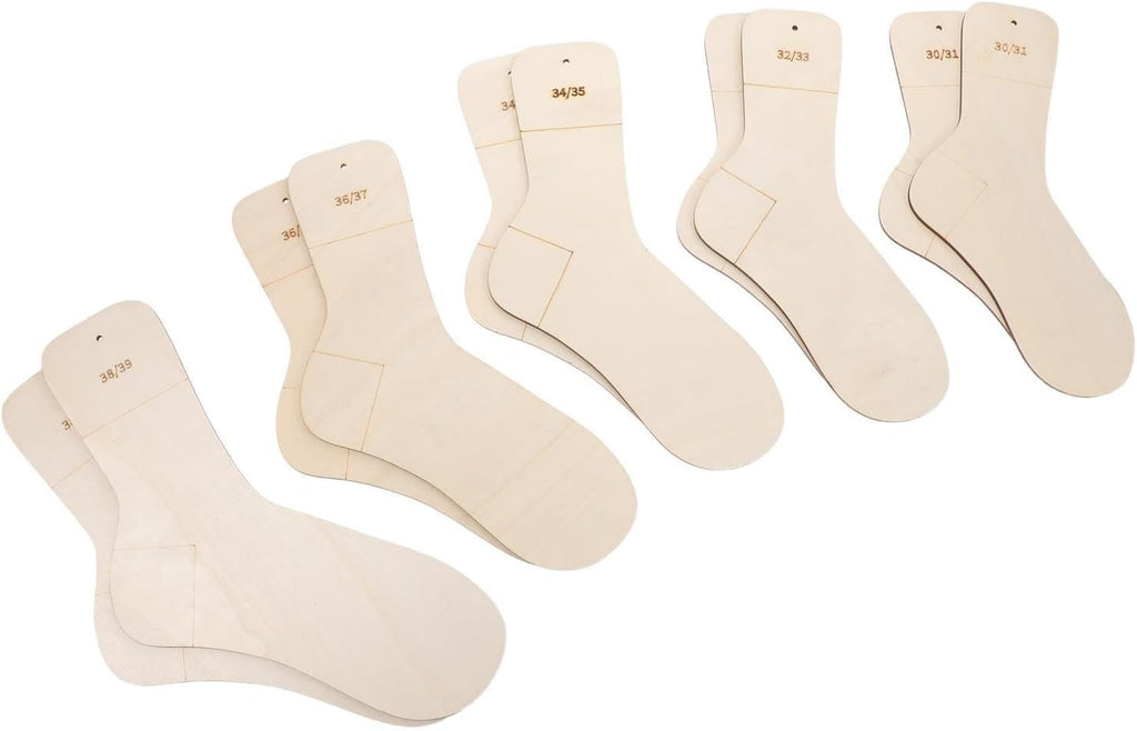 Wooden Sock Blocker Set for Knitting, 10pcs, Size 30-39