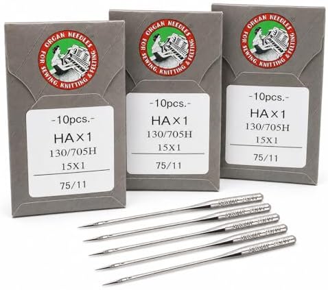 30 Pack Sewing Machine Needles Size 75/11 130/705H HAx1 Embroidery