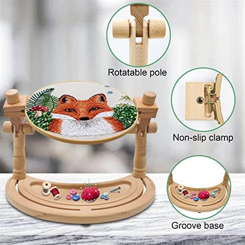 Adjustable Embroidery Hoop Stand – Rotatable Wooden Cross Stitch