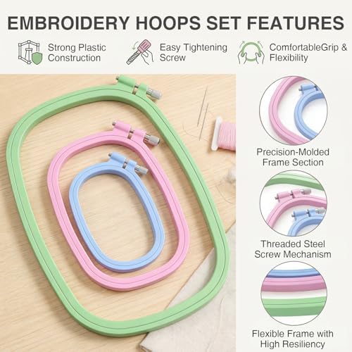 Waaqkid 6 Pack Square Embroidery Hoops Set, Reusable Rectangle Cross