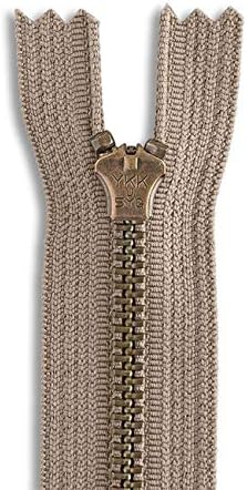 Zipper Antique Brass Jean Zipper 9" Color Khaki Zip for Sewing Craft