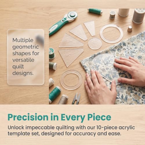 TEHAUX 10pcs Quilting Rulers and Templates, Acrylic Quilt Templates