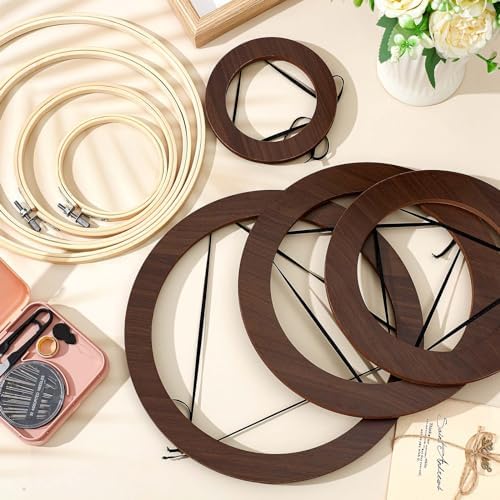 RattanView 8 Pcs Wood Embroidery Hoop Frame for Display 4 & 6 & 8 &