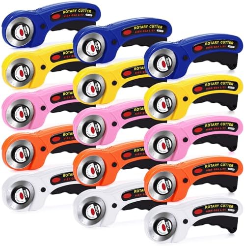 Lothee 15 Pcs Rotary Cutters 45mm Blade Bulk Fabric Cutter Rotary