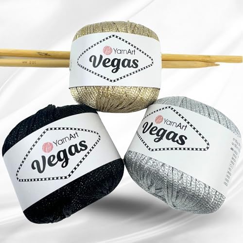 YarnArt Vegas Metallic Yarn – 60% Viscose, 40% Metallic – Sparkling