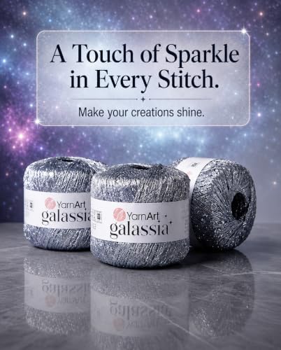 YarnArt Galassia Glitter Yarn – Fine Sparkly Polyester Thread for