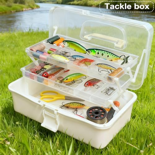 DUOFIRE 13in 3-Layer Craft Organizers Storage Sewing Box with Handle