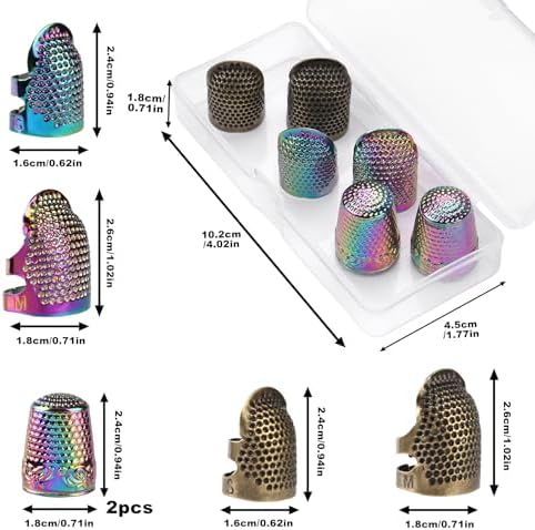 ZMAAGG Thimbles for Hand Sewing, 6 PCS Sewing Thimble, Metal Thimble