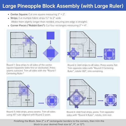 Acrylic Pineapple Block Quilting Ruler Set, Multi-Size Quilt Template