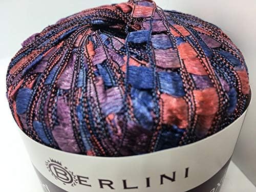Berlini Ladder Ribbon Maxi Yarn #133 Passion - Rose, Indigo, Mauve