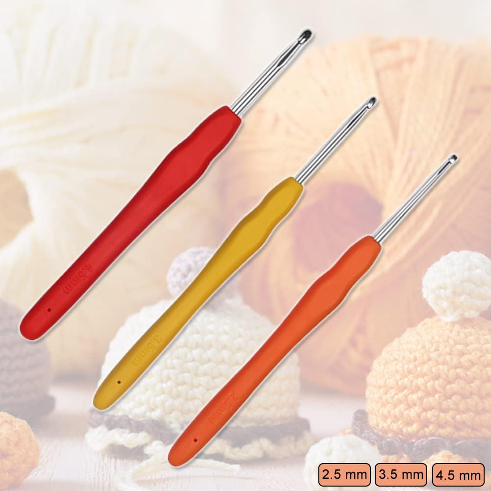 Crochet Hooks 2.5mm 3.5mm 4.5mm Crochet Needles QLRFFLJOY 3 pcs