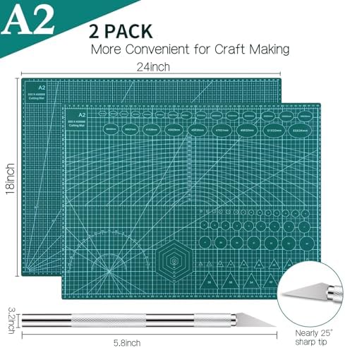 Nuanchu 2 Pcs 18" x 24" Self Healing Double Sided Cutting Mat with