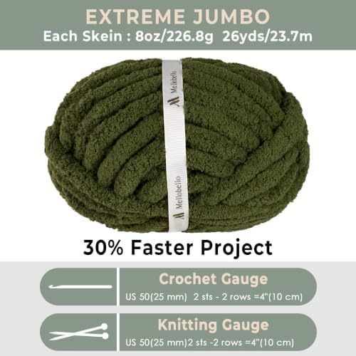 Jumbo Chunky Yarn for Hand Knitting - Super Thick Chenille Chunky Yarn