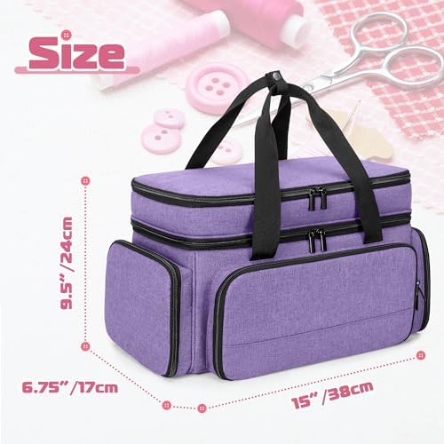 LUXJA Large Sewing Organizer Bag with 5 Detachable Dividers, Purple