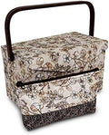 Dritz Medium Sewing Basket with Zippered Case, Neutral Floral