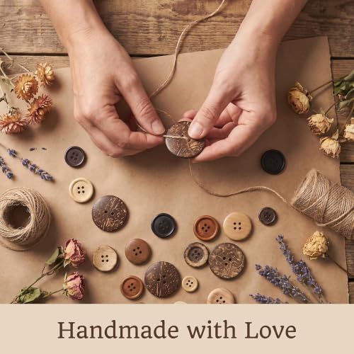 600 Pcs Wooden Buttons Assorted Sizes Mixed Colors Coconut Shell for