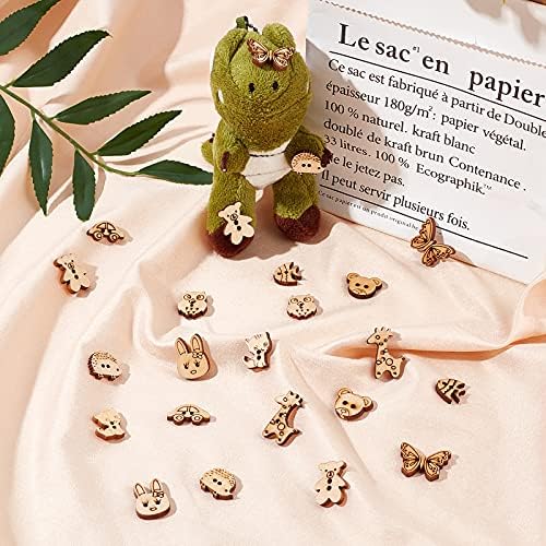 arricraft 100 Pcs Animal Style Wooden Sewing Buttons, 2-Hole Rabbit
