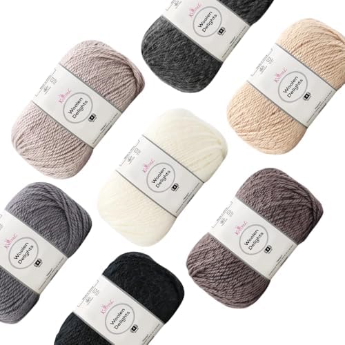 Woolen Delights #4 Soft Wool Yarn, 7-Pack (1218Yds/700G), Neutral Pack