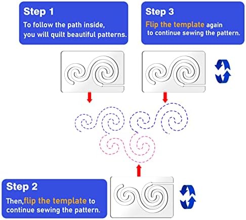 Kapyoo 3Pcs Free Motion Quilting Rulers and Templates Set Quilting