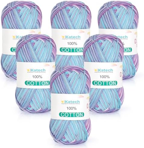 Katech 1OO% Cotton Yarn for Crocheting-Baby Cotton Yarn (Ocean Aurora
