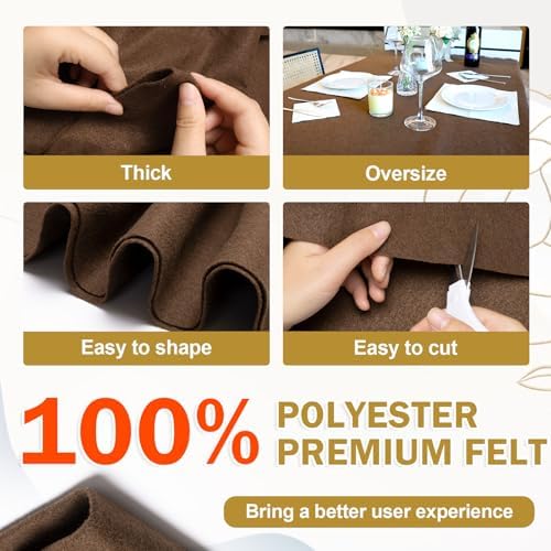 XSEINO Chocolate Brown Large Felt Fabric 144" X 36 "(4 Square Yards)