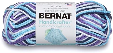 Bernat Handicrafter Cotton Ombre Yarn, 1.5 oz, Gauge 4 Medium, 100%