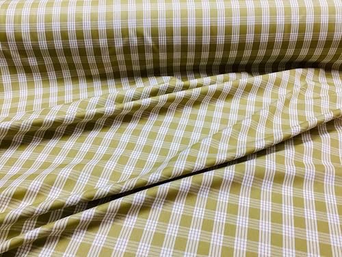 Olive Green Woven Cotton Plaid Hawaiian Print Fabric, Sold by The Yard