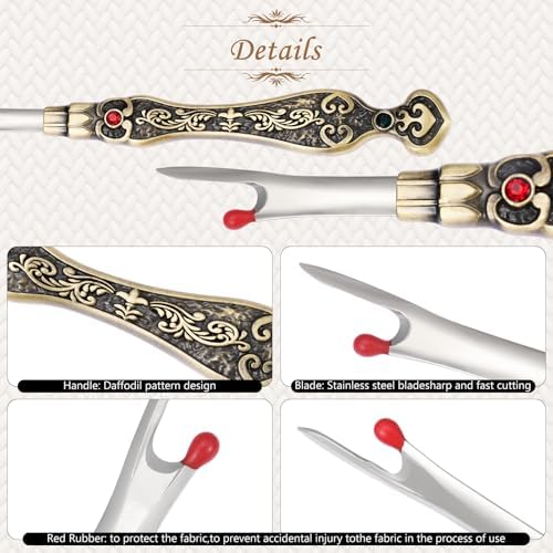 2Pcs Metal Seam Rippers, European Vintage Carved Handle Stitch Ripper