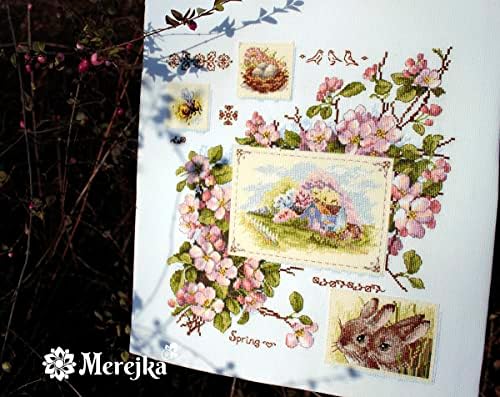 Merejka Counted Cross Stitch Kit, Spring Sampler K-120 — Apple Blossom