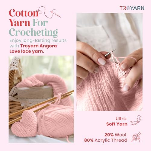 Angora Love Yarn, 2-Skein Pack, Acrylic/Wool, Candy Pink